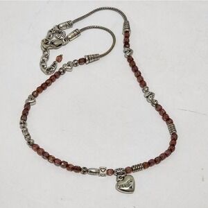 Brighton amber crystal beaded‎ Gleam sweet heart hope charm silver necklace